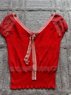 H&M Red V-Neck Tie-Front Knit Camisole
